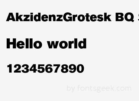 Ejemplo de fuente Akzidenz-Grotesk BQ Super Italic